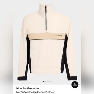 Moncler Cream and Black Zip Up Sweater